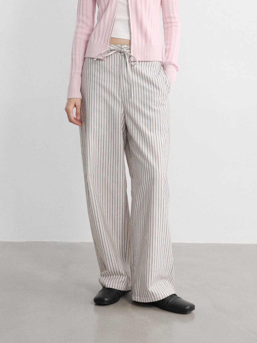 JCAESAR WOMEN Striped Drawstring Velvet Banana Pants - jcaesarclo