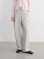 JCAESAR WOMEN Striped Drawstring Velvet Banana Pants - jcaesarclo