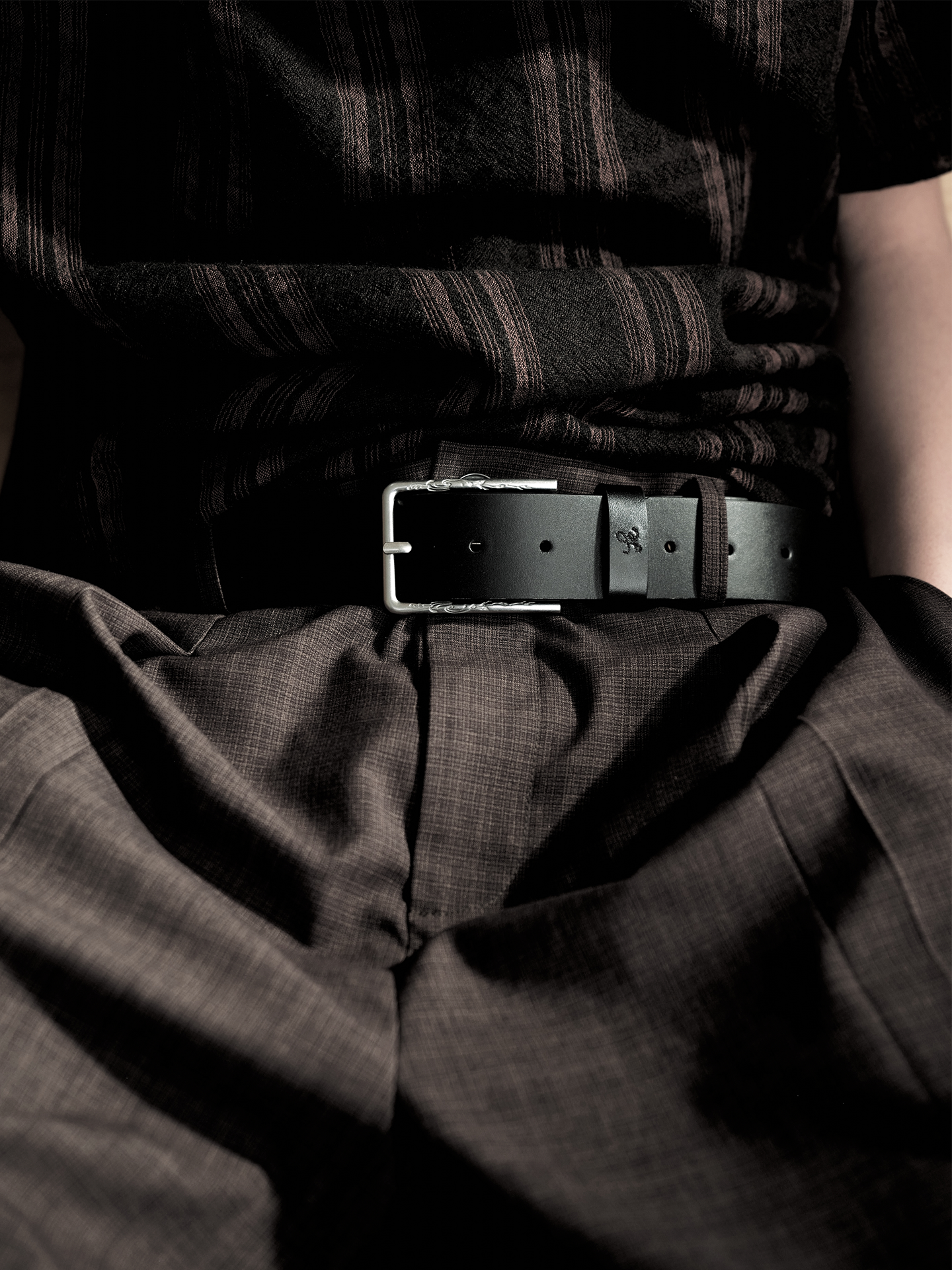 JCAESAR Embossed Wide Genuine Leather Belt