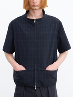 JCAESAR Dark Grid Texture Hidden-Pocket Shirt