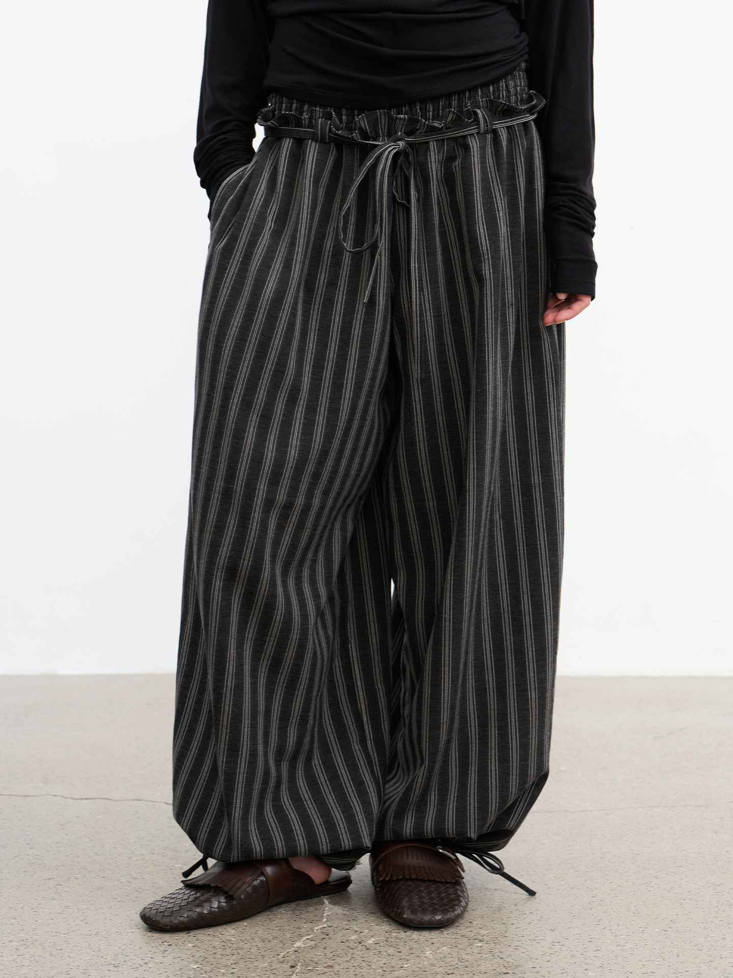 JCAESAR WOMEN Comfort striped drawstring balloon pants