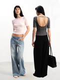 JCAESAR WOMEN Backless Fitted Short-Sleeve Top - jcaesarclo