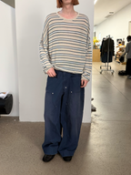 JCAESAR Striped rolled‑hem washi‑fiber long‑sleeve shirt