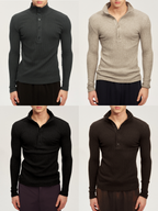 JCAESAR Slim-Fit Ribbed Turtleneck Base Layer with Buttons