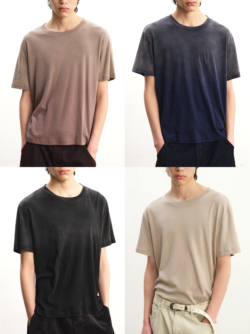 JCAEASAR Washed faded knit tee