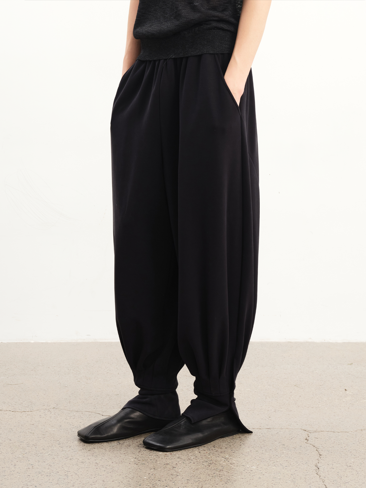 JCAESAR Tencel Jogger Pants with Velcro Tabs and Pleated Details