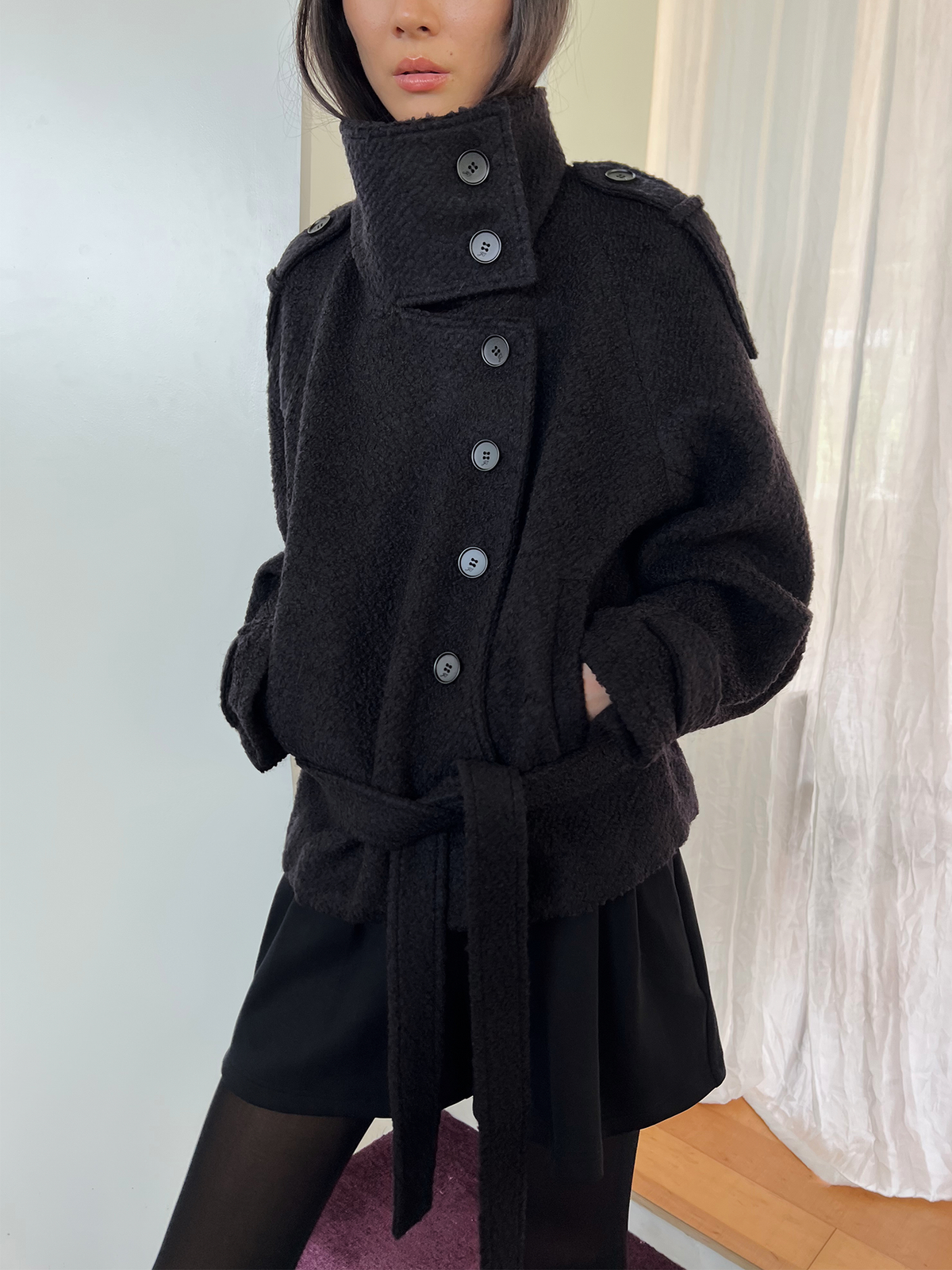 JCAESAR WOMEN Loop Yarn Wool Coat