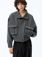 JCAESAR Woolen Double Pocket Flight Jacket
