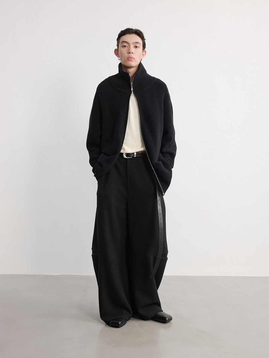 JCAESAR Silhouette High-Neck Zipper Sweater - jcaesarclo