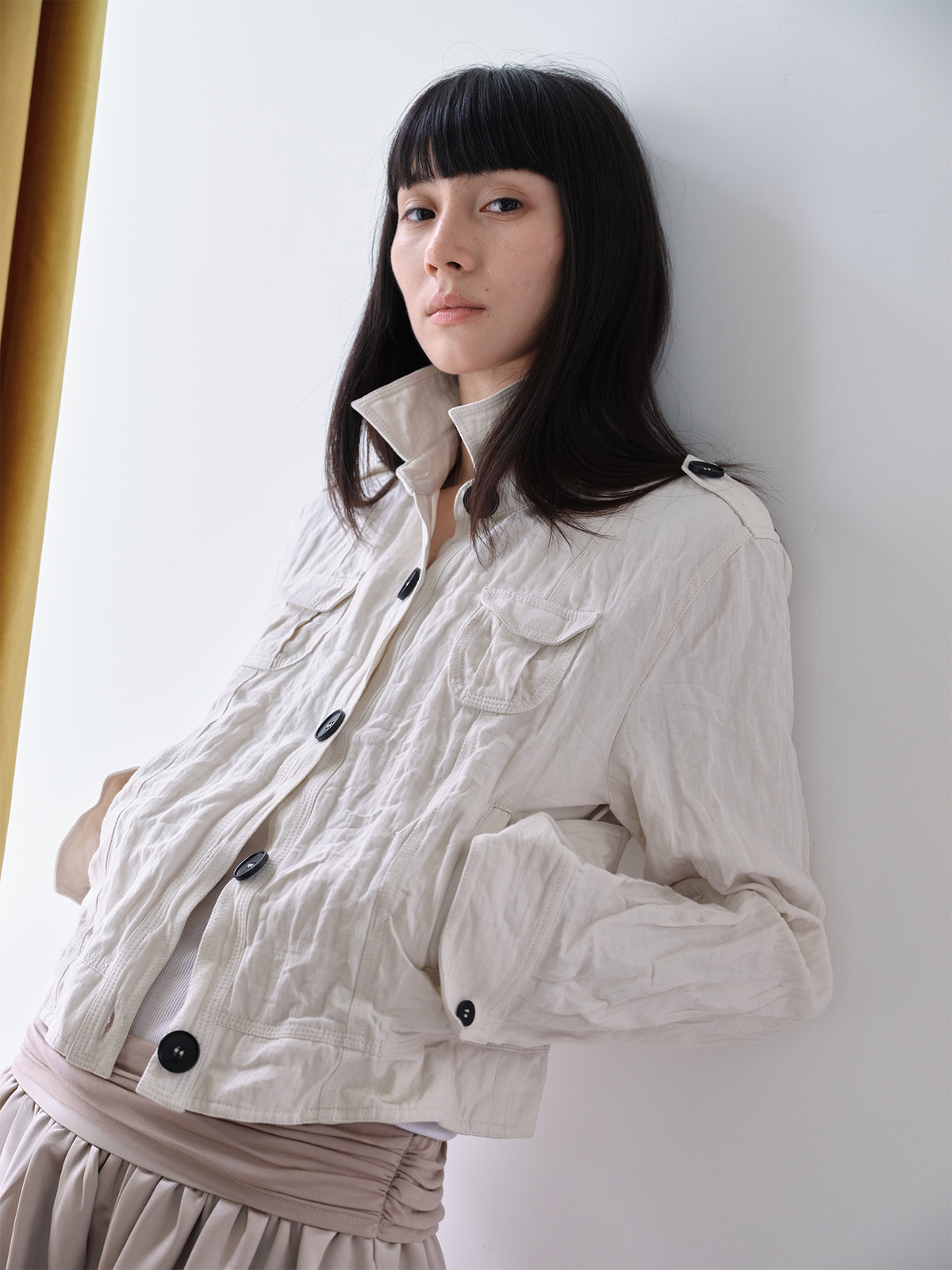 JCAESAR WOMEN Shape-Memory Metal Pleated Jacket