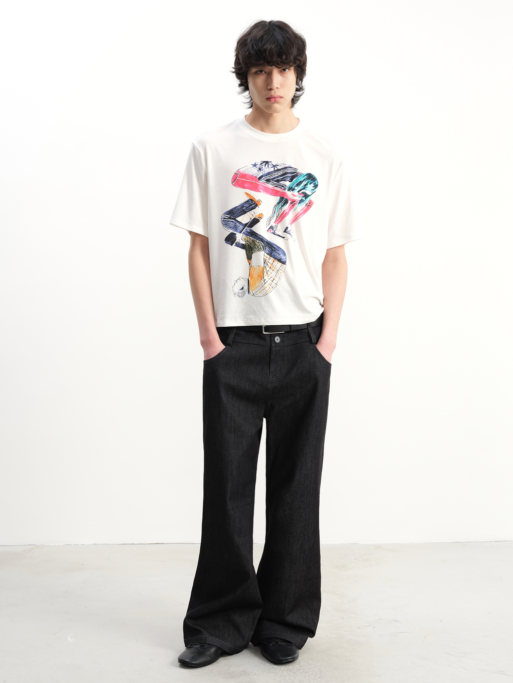 JCAESAR Double‑Waist Slight Flare Raw Denim Trousers - jcaesarclo