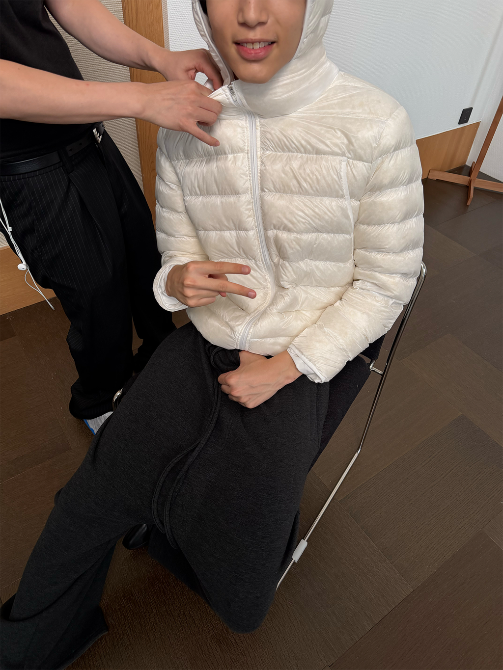JCAESAR Sheer Baffle-Quilted Down Jacket