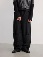 JCAESAR Wide leg pants with knee pads and woolen wool - jcaesarclo