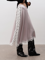 JCAESAR WOMEN Polka Dot Patchwork Midi Skirt - jcaesarclo