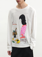 JCAESAR Distressed Floral‑Girl Print Short‑Sleeve Tee - jcaesarclo