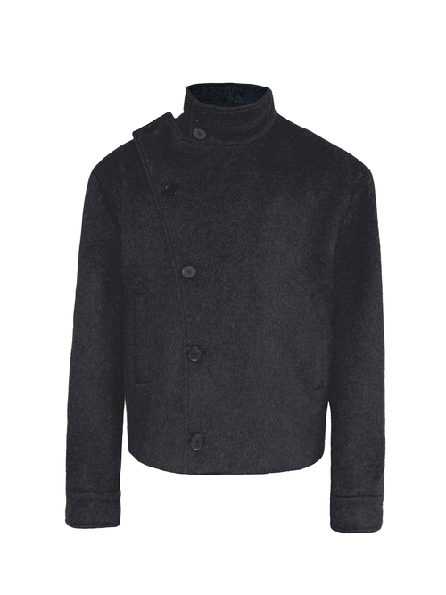 JCAESAR Buttoned Wool Jacket with Lapel Collar - jcaesarclo