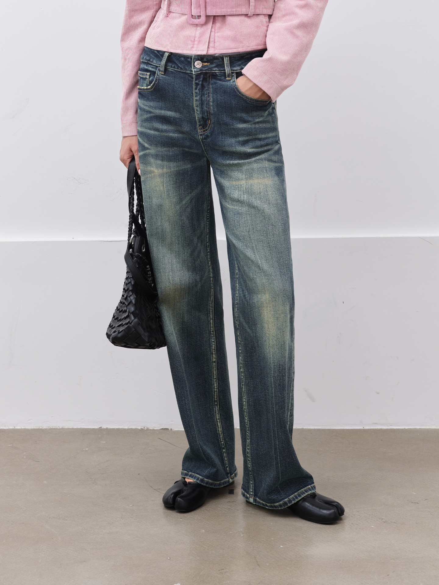 JCAESAR WOMEN Vintage Heavy-Wash Stretch Jeans