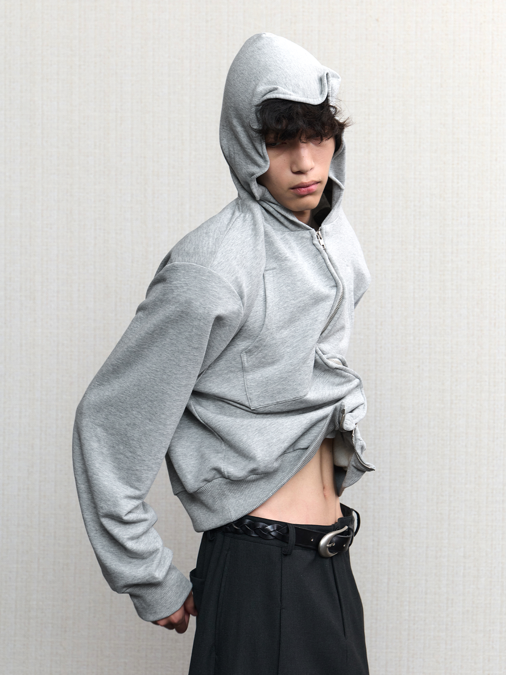 JCAESAR Power metallic‑thread hooded sweatshirt