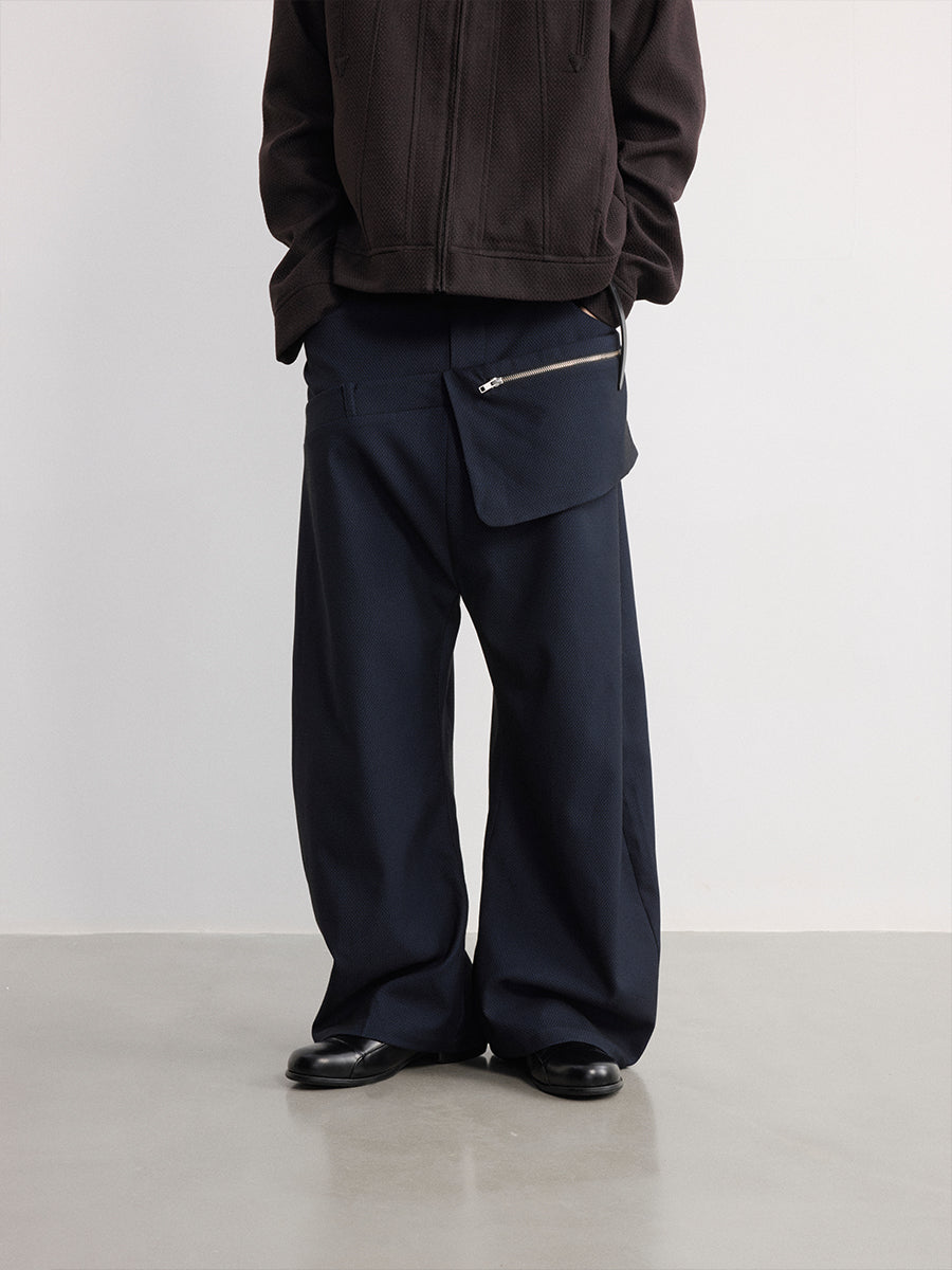 JCAESAR Double-Waisted Pleated Wide-Leg Pants