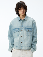 JCAESAR Washed Honeycomb Blue Bull Jacket - jcaesarclo