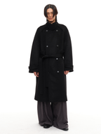 JCAESAR Double‑Breasted Belted Raglan Overcoat - jcaesarclo