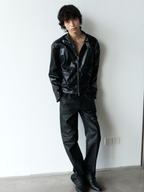 JCAESAR  Leather Jacket with Hidden Mesh Pockets