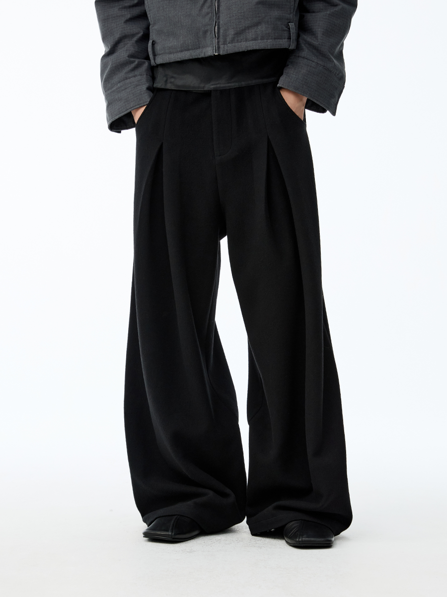 JCAESAR Knitted Wool Trousers With Leather Waist - jcaesarclo