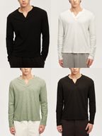 JCAESAR Long-Sleeve V-Neck Knit Top