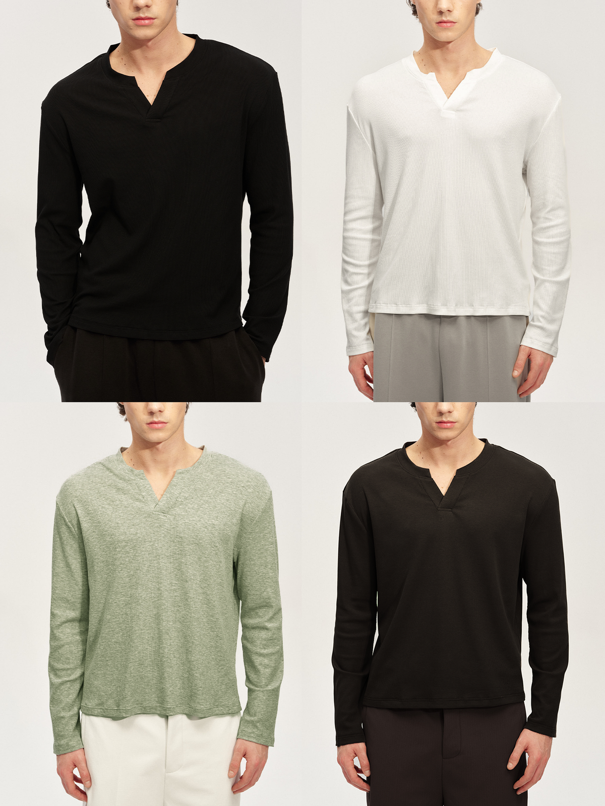 JCAESAR Long-Sleeve V-Neck Knit Top