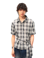 JCAESAR Plaid tie‑front shirt with shadowed pattern