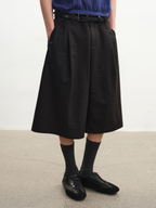 JCAESAR Houndstooth Pleated Cropped Pants - jcaesarclo