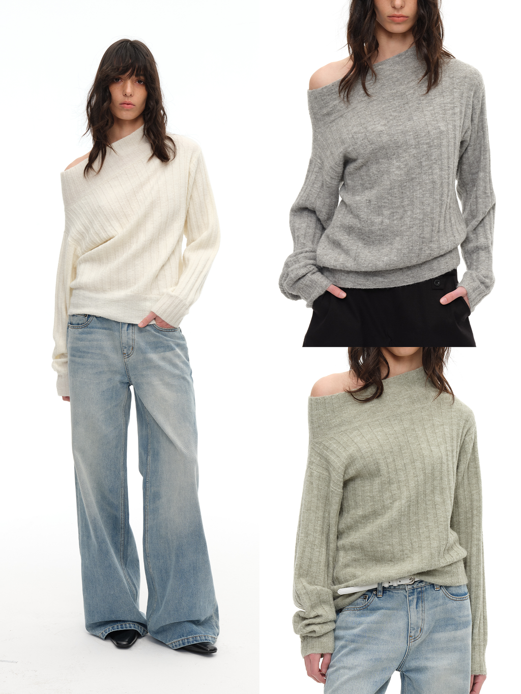 JCAESAR WOMEN Diagonal‑Shoulder Sweater - jcaesarclo