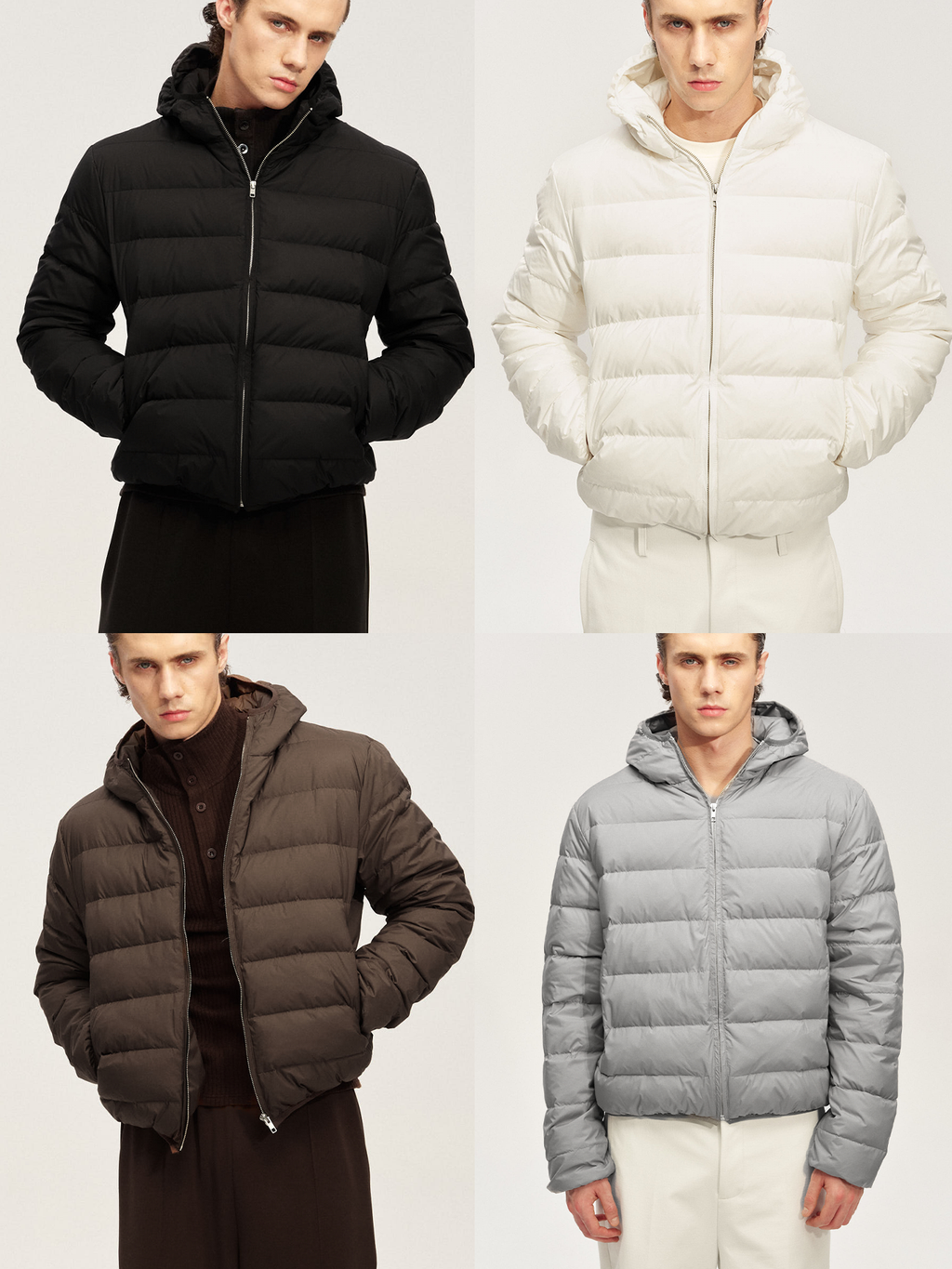JCAESAR BASIC Essential Vertical Baffle Quilted Puffer Jacket