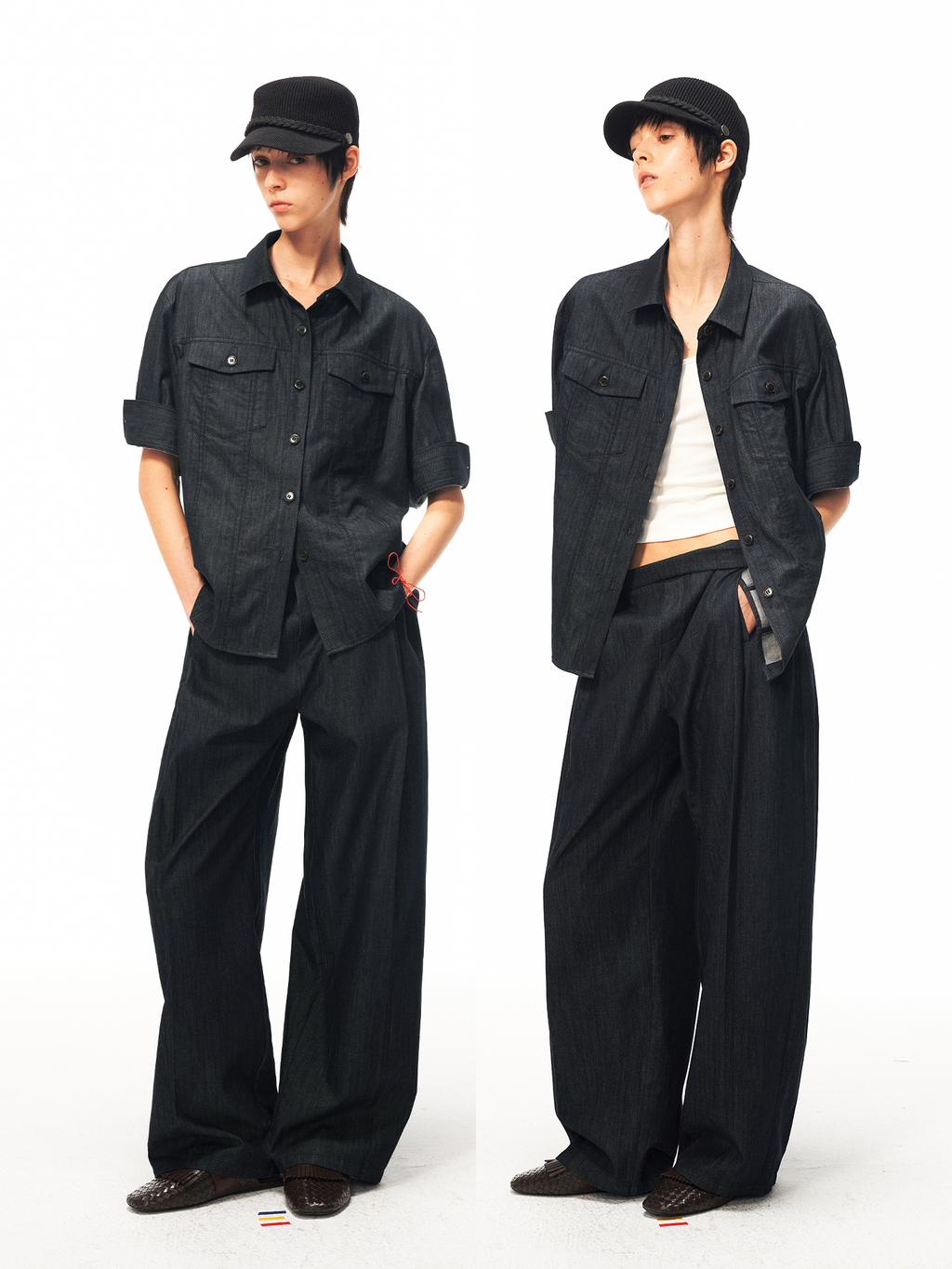 JCAESAR WOMEN Mid‑sleeve folded dandy shirt