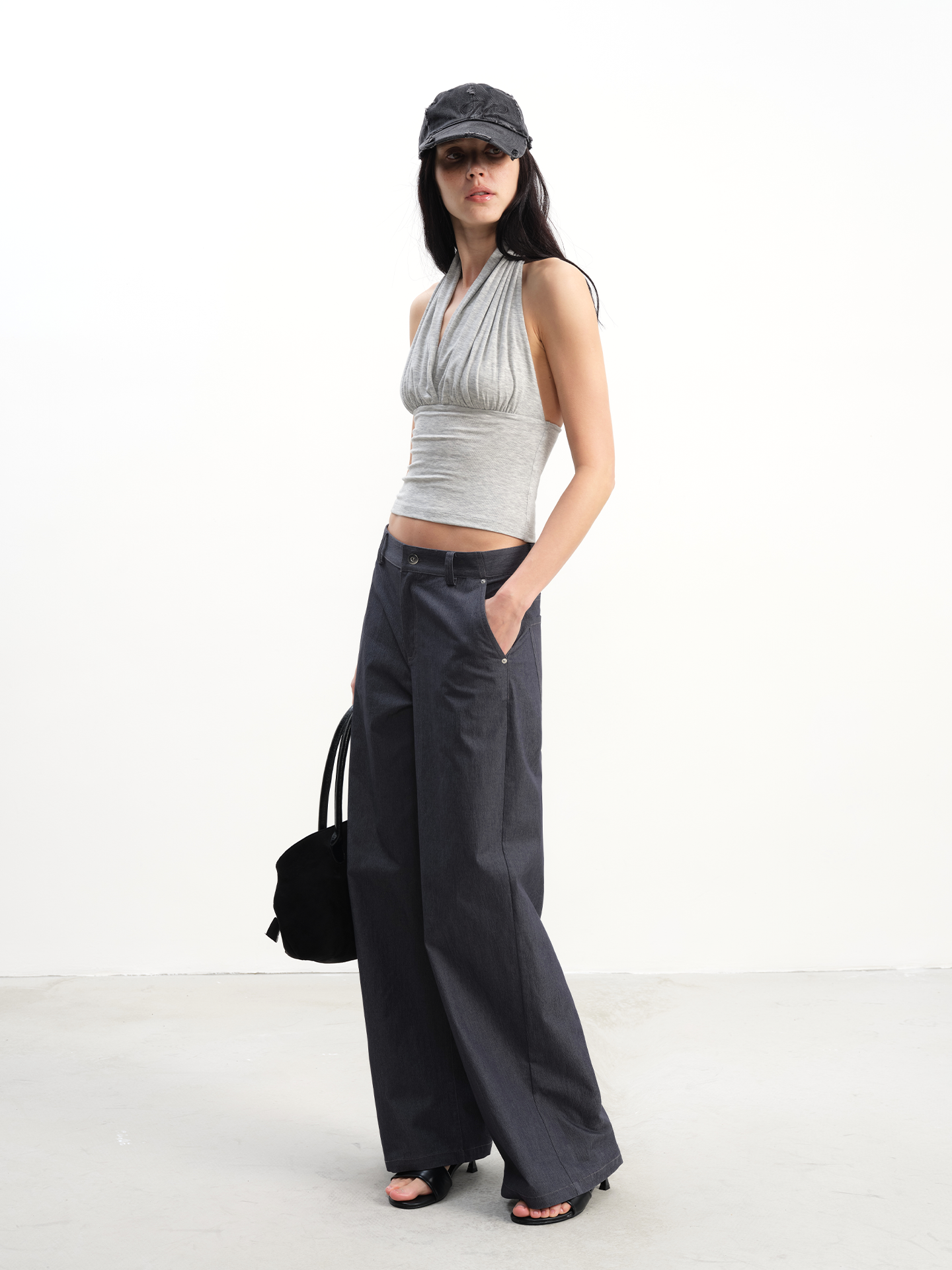 JCAESAR WOMEN Grey-Blue Utility Cargo Trousers - jcaesarclo