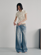 JCAESAR WOMEN Light Wash Denim Wide Leg Jeans