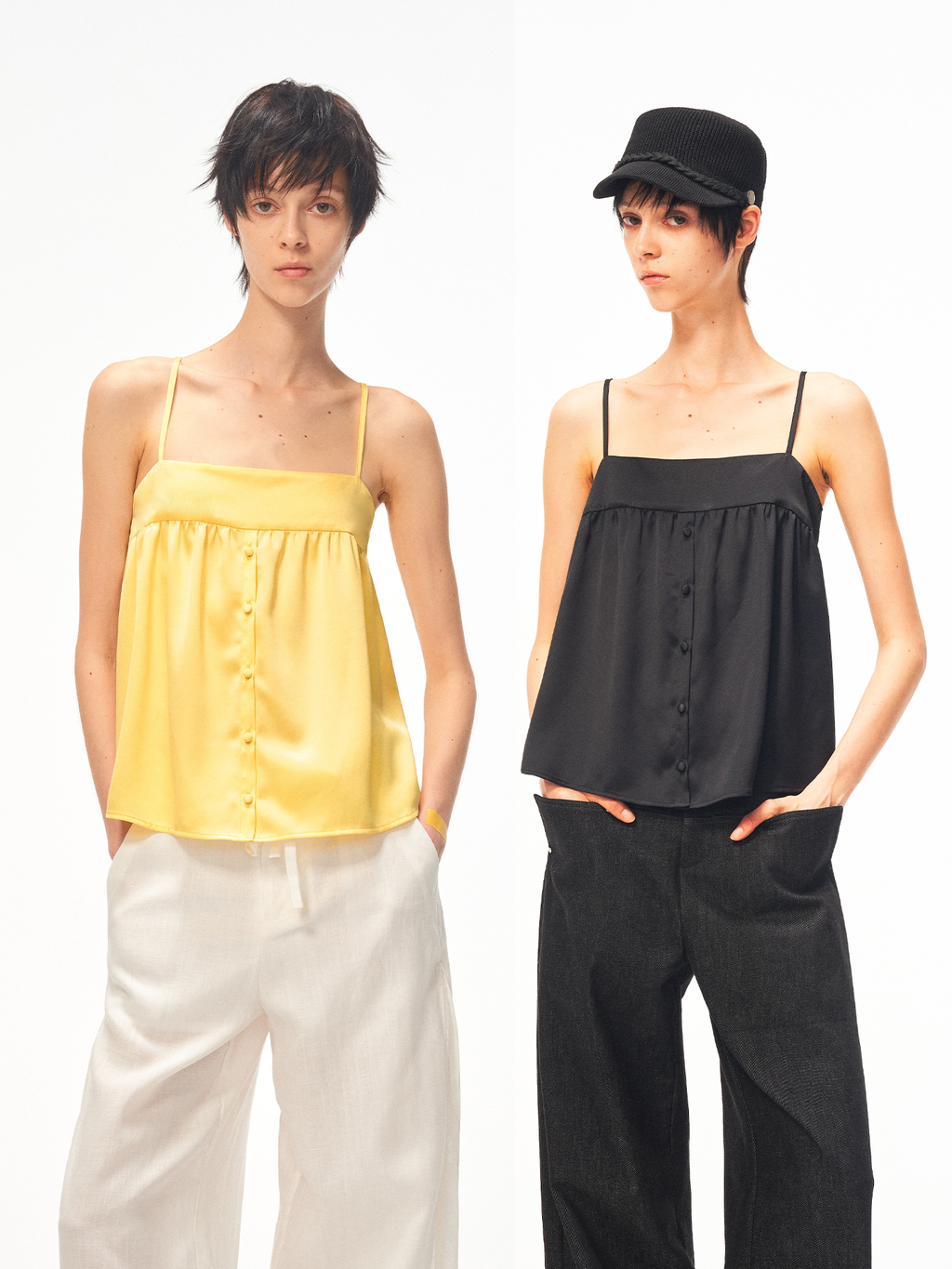 JCAESAR WOMEN Willow‑drape half‑placket cami