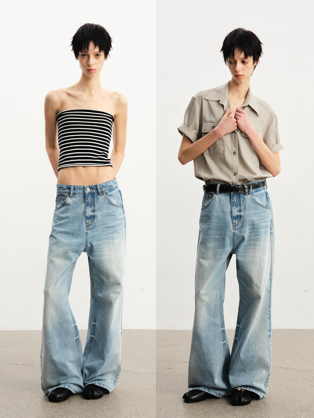 JCAESAR WOMEN Low-rise light blue jeans