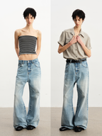 JCAESAR WOMEN Low-rise light blue jeans