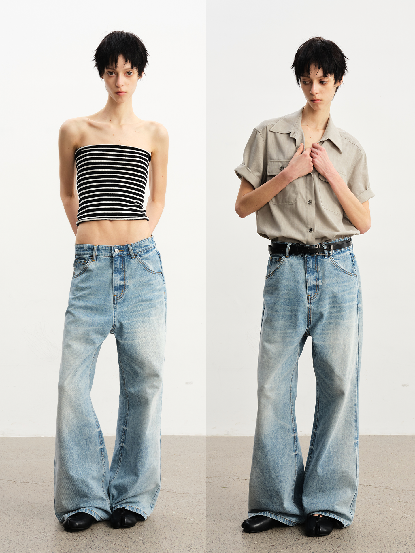 JCAESAR WOMEN Low-rise light blue jeans