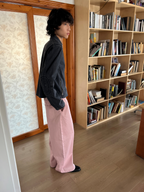 JCAESAR Metallic Thread Glitter Wide-Leg Jeans