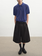 JCAESAR Cut‑Out Ribbed Polo‑Collar Short‑Sleeve Top - jcaesarclo