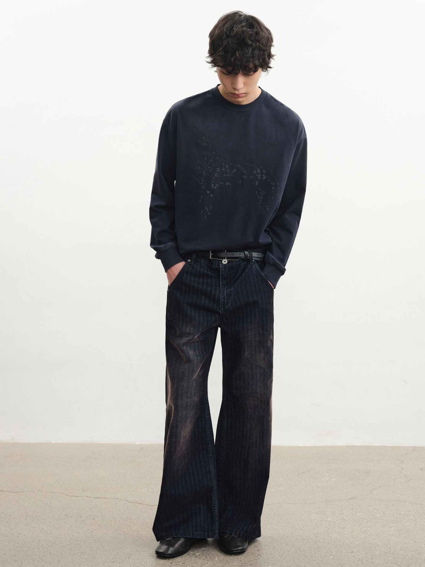 JCAESAR Distressed Herringbone Corduroy Trousers - jcaesarclo