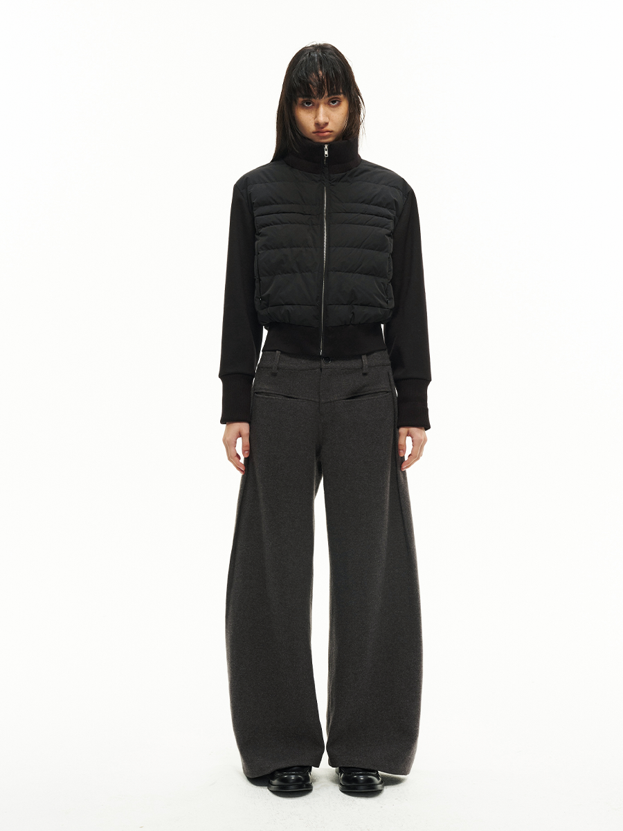 JCAESAR WOMEN Vertical Thread Collar Rib Down Jacket
