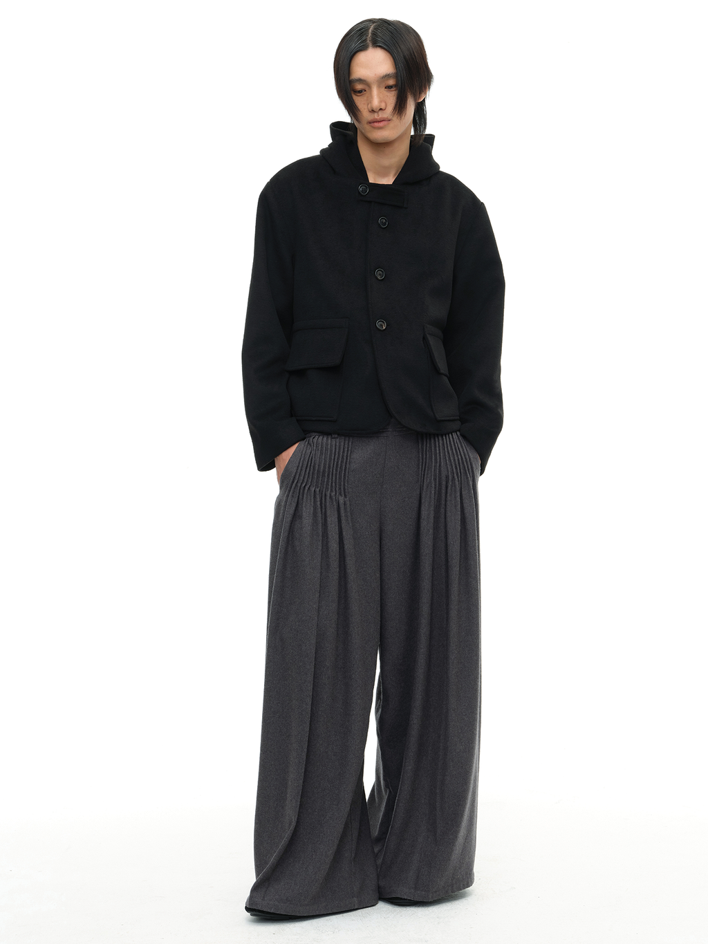 JCAESAR Hooded Wool Jacket with Pockets - jcaesarclo