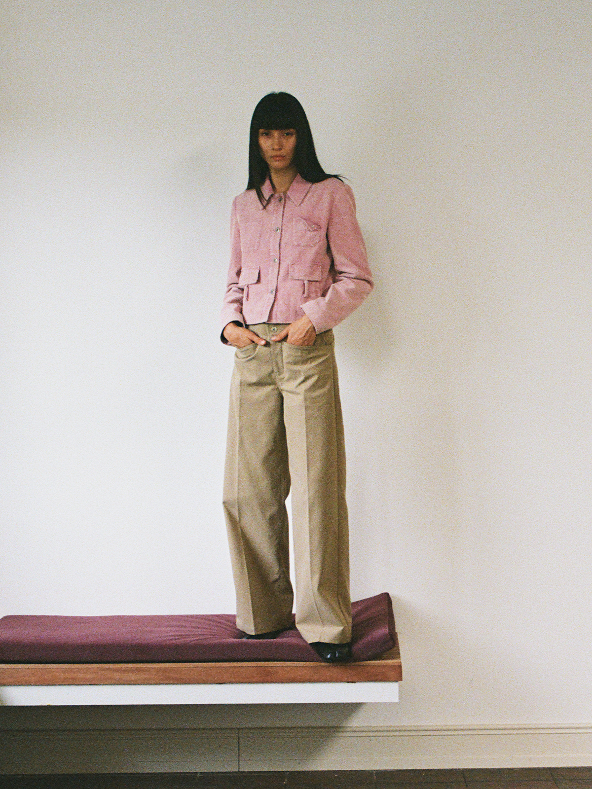 JCAESAR WOMEN Khaki Straight-Leg Pants without Waistband
