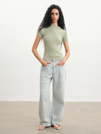 JCAESAR WOMEN Light Blue Banana‑Cut Jeans - jcaesarclo