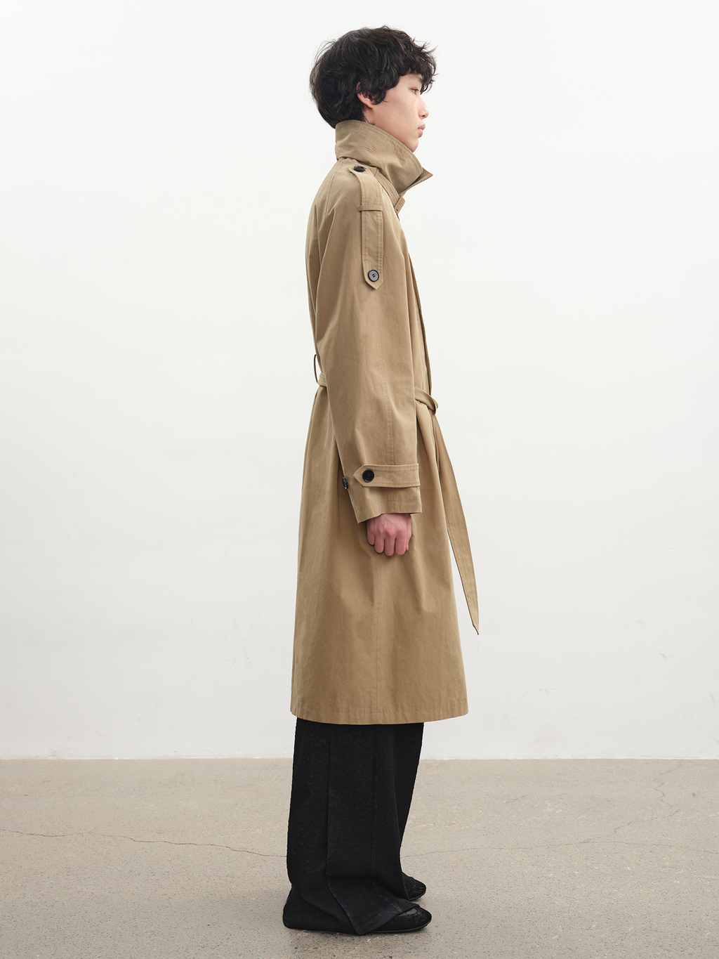 JCAESAR Belted Trench Coat with Shoulder Epaulets - jcaesarclo