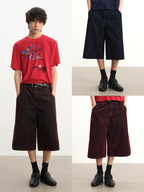 JCAEASAR Distressed herringbone corduroy cropped pants