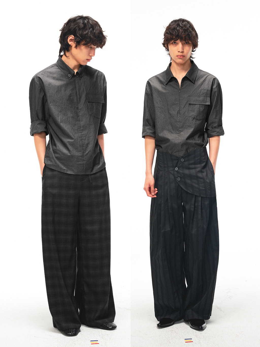 JCAESAR Half‑zip mid‑sleeve shirt with patch pocket in charcoal grey